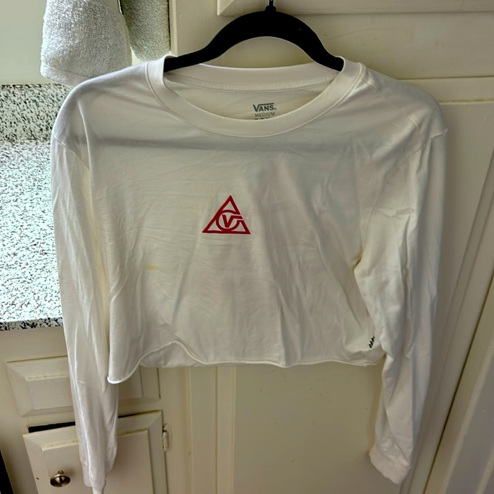 Vans Cropped Long sleeve. White and PINK